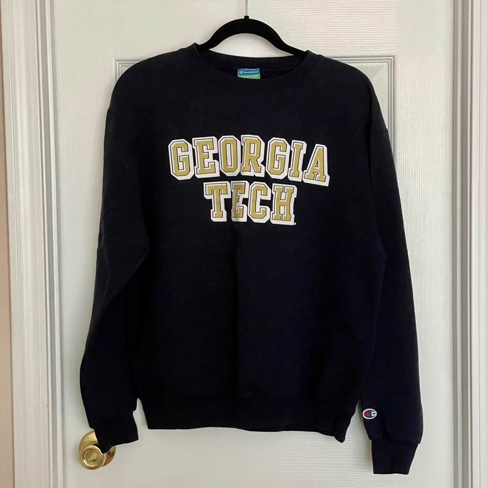 Georgia Tech Champion Crewneck Sweatshirt in Navy Blue